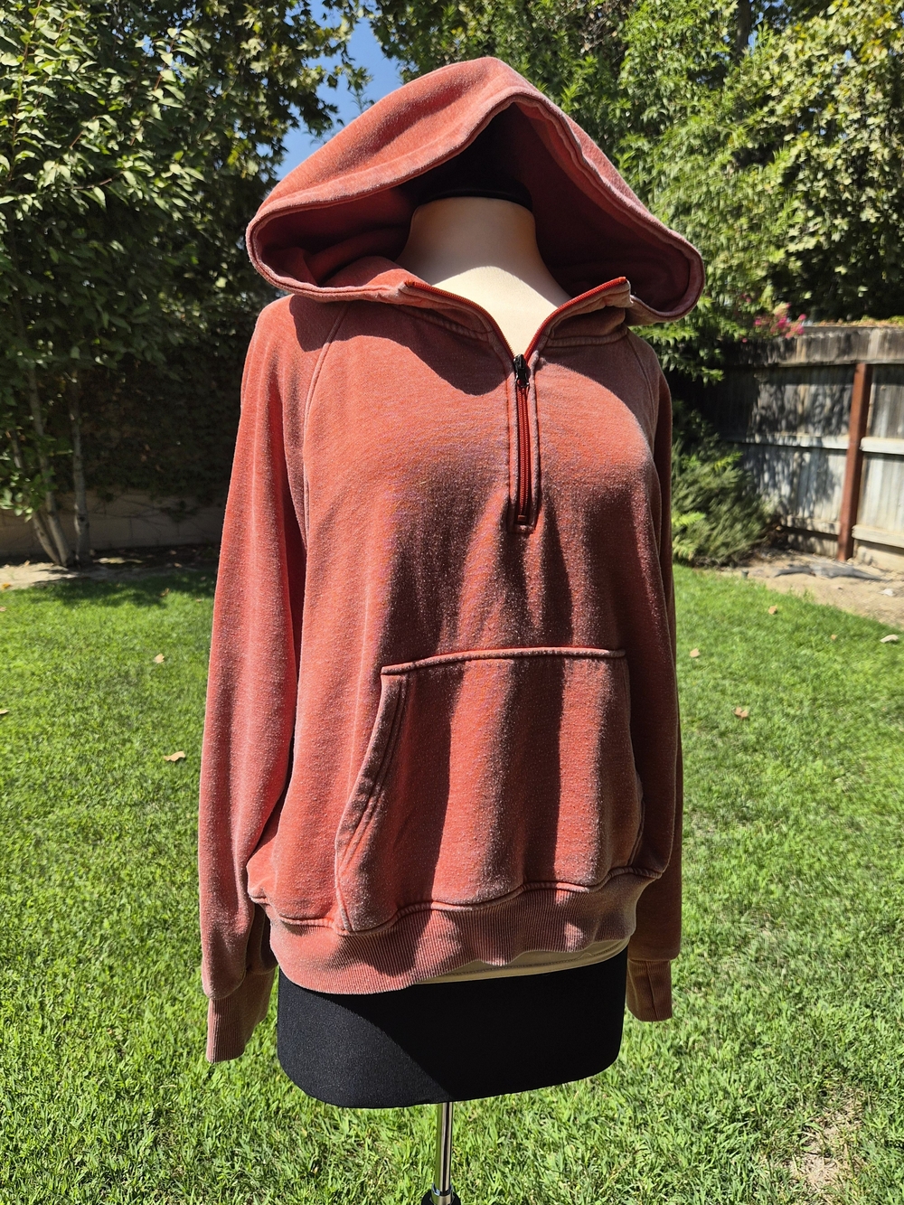 Blakeley Vintage Orange Mineral Wash Half Zip Hoodie Size 2X EUC #0516